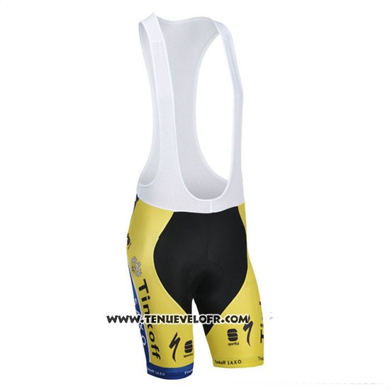 2014 Maillot Ciclismo Tinkoff Saxo Bank Bleu et Jaune Manches Courtes et Cuissard